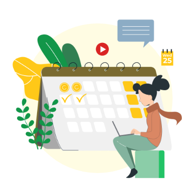 Vector image of a person selecting her learning schedule